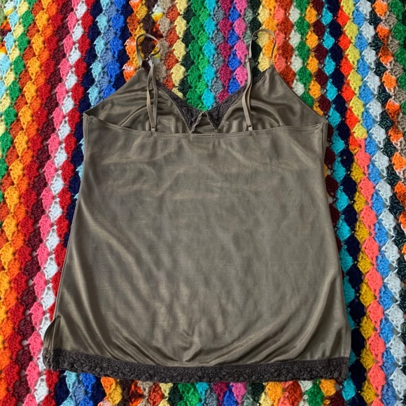 Vintage Y2K Silky Chocolate Lace Detail Cami Spaghetti Strap Tank Xhilar… - Picture 8 of 13
